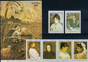 Сан-Томе, 1982,  Пикассо, 6 марок + блок